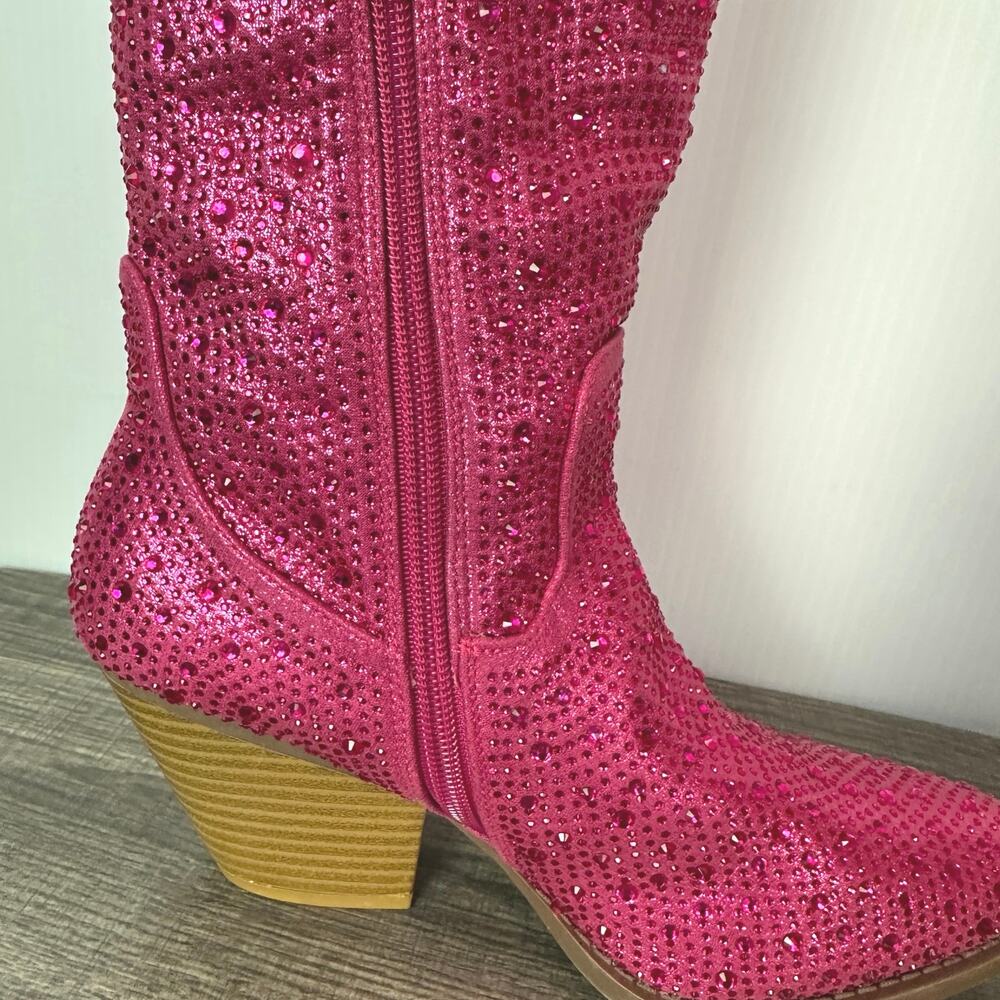 Pink Rhinestone Cowboy Boots Size 8.5 - Picture 8 of 10